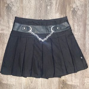 Black Royal bones skirt with a leather belt & undetachable chain
